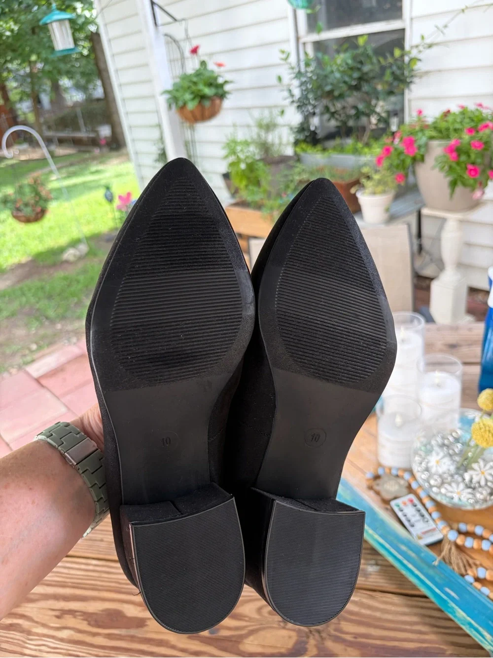 Lane Bryant Black Suede Low Block Heel Pumps in 10W.